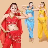 4pcs egypt bellydance costume bollywood costume indian dress bellydance dress women coin belly dancing costume sets tribal skirt