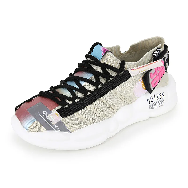 Женские кроссовки на плоской подошве с круглым носком шнуровке | Обувь