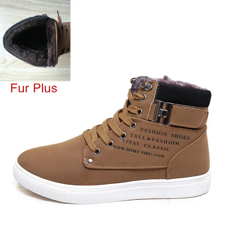2019 Khaki Fur Мужские модные зимние ботинки на меху DEKABR, теплая кожаная парусиновая обувь цвета хаки с меховой подкладкой и высоким берцем, весна-осень - Цвет: 2019 Khaki Fur