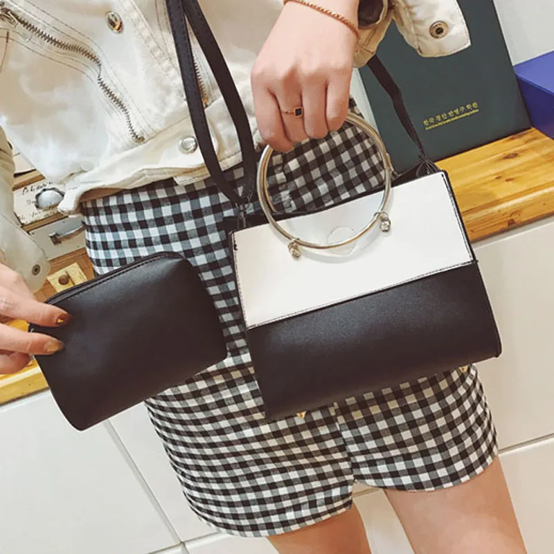 Модные женские сумочки композитная сумка из искусственной кожи на застежке