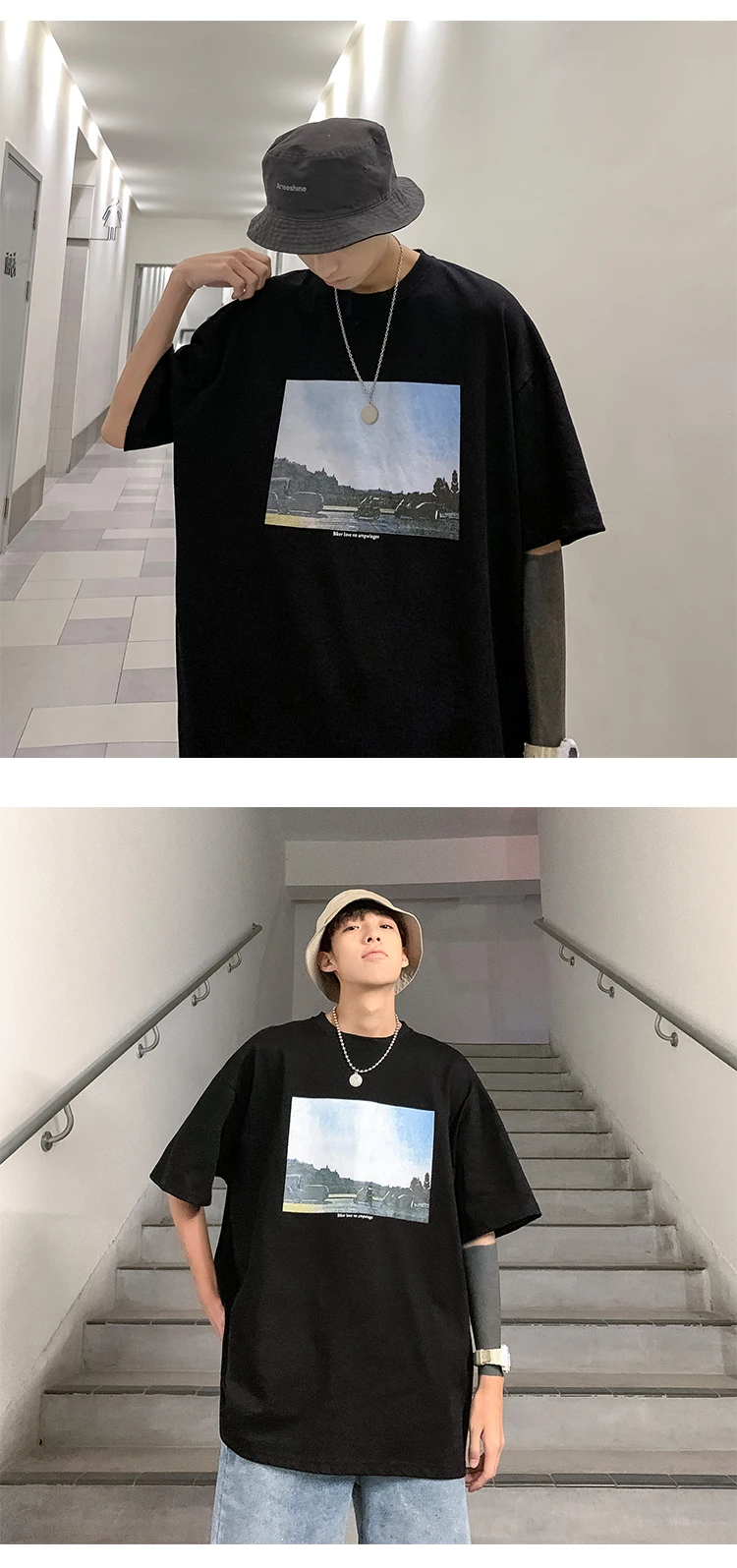 Summer New Korean Version Of The European And American Harajuku Style Trend Handsome Wild Casual Short-sleeved T-shirt M-XL
