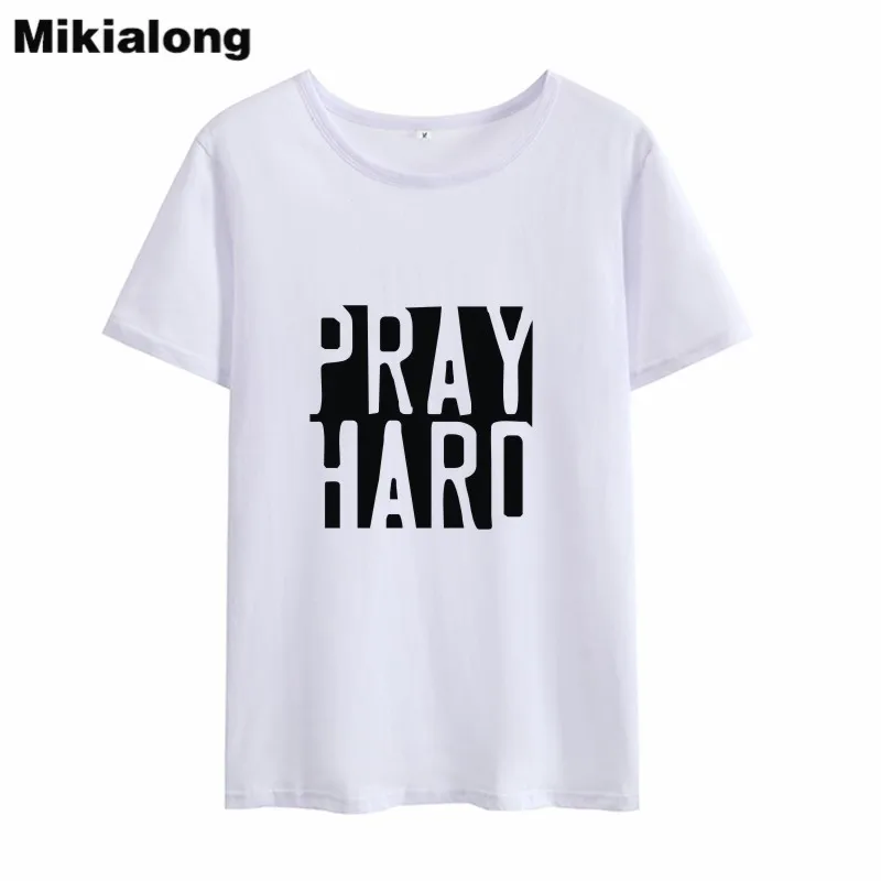 Mikialong Pray жесткая женская футболка в стиле Харадзюку 2018 свободная хлопковая