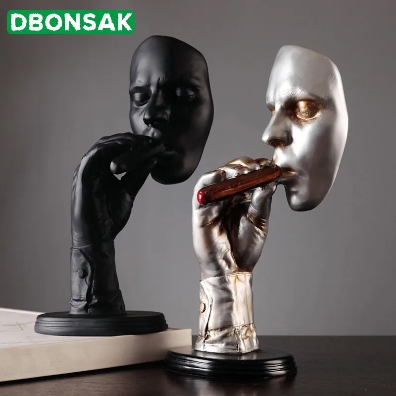 Ретро медитаторы абстрактная скульптура человек курить сигару Творческий лицо