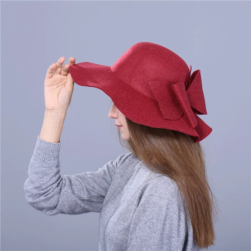Xthree Модные Винтажные шерстяные шляпы с широкими полями для женщин котелок флоппи
