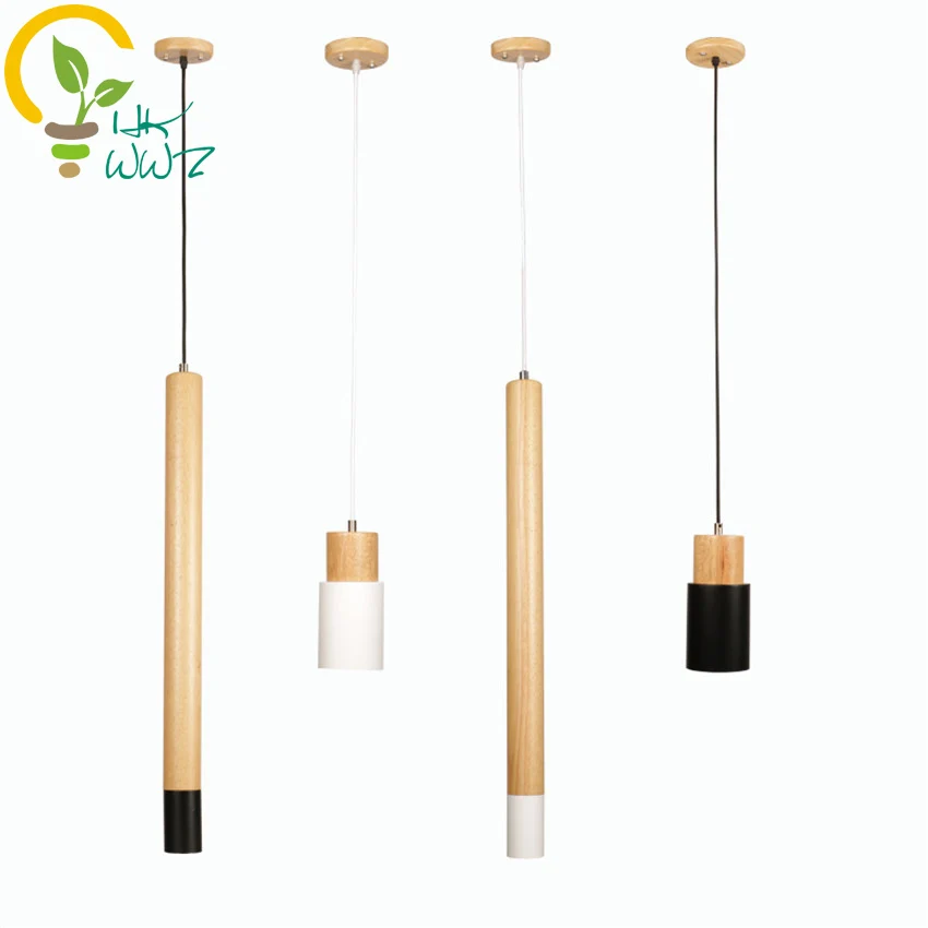 

Modern Wood Led Pendant Lights Lamparas Black/White Iron lamp shade Luminaire Dining Room Lights Pendant Lamp For Home Lighting