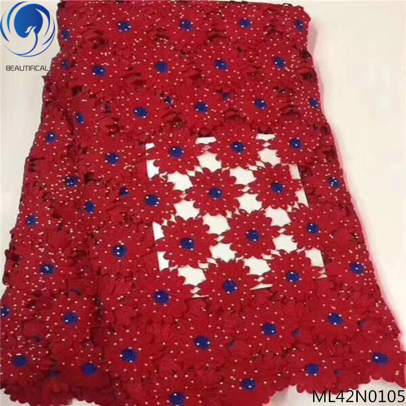 Beautifical Африканский ткани с сетчатыми кружевами со стразами 2019 Высокое качество