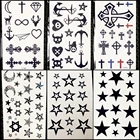 Черные приспособления для мальчиков, ненастоящие татуировки с Христом, наклейки для девушек на тело, маленькие временные Переводные татуировки, звезды, рождественские тату, Пираты