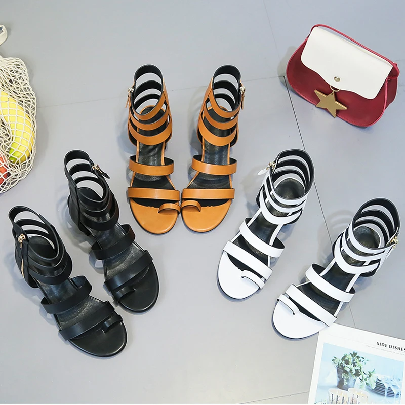 HEE GRAND/женские сандалии гладиаторы в римском стиле повседневная обувь на низком