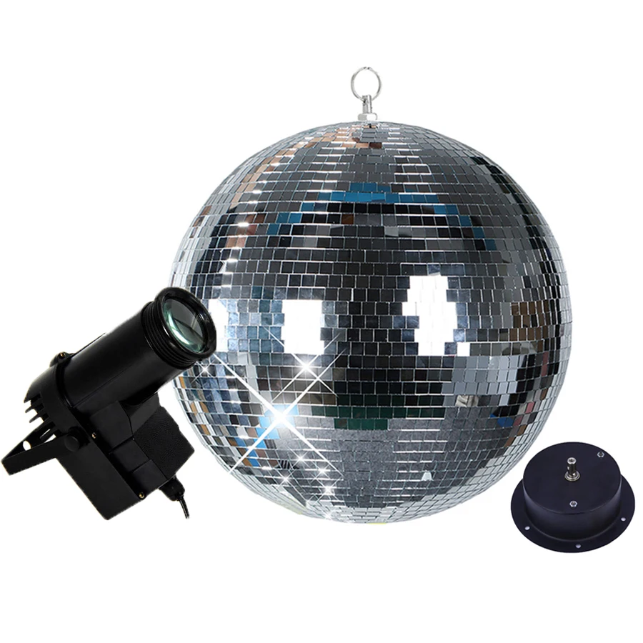 

Thrisdar Dia25CM 30CM Rotating Reflection Glass Mirror Disco Ball With Motor and 10W RGB Beam Pinspot DJ Home Party Stage Light