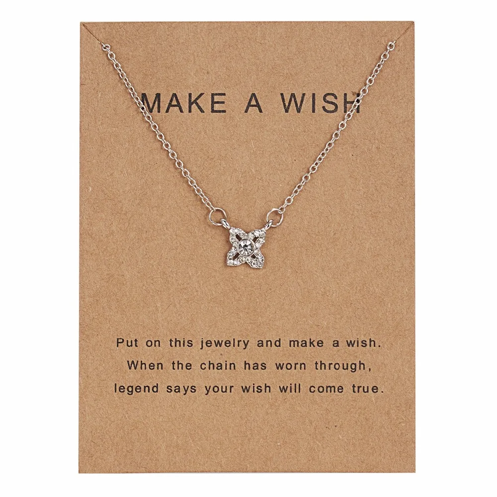 Мода маленькая кристалл кулон цветок Форма Серебряная цепочка Цепочки и