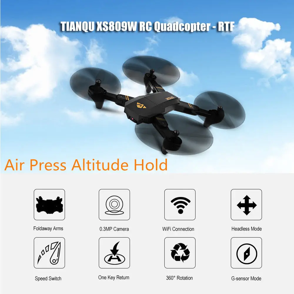 Складной Дрон XS809W Wifi FPV 2MP селфи RC Квадрокоптер игрушки для детей VISUO Xs809hw 720P