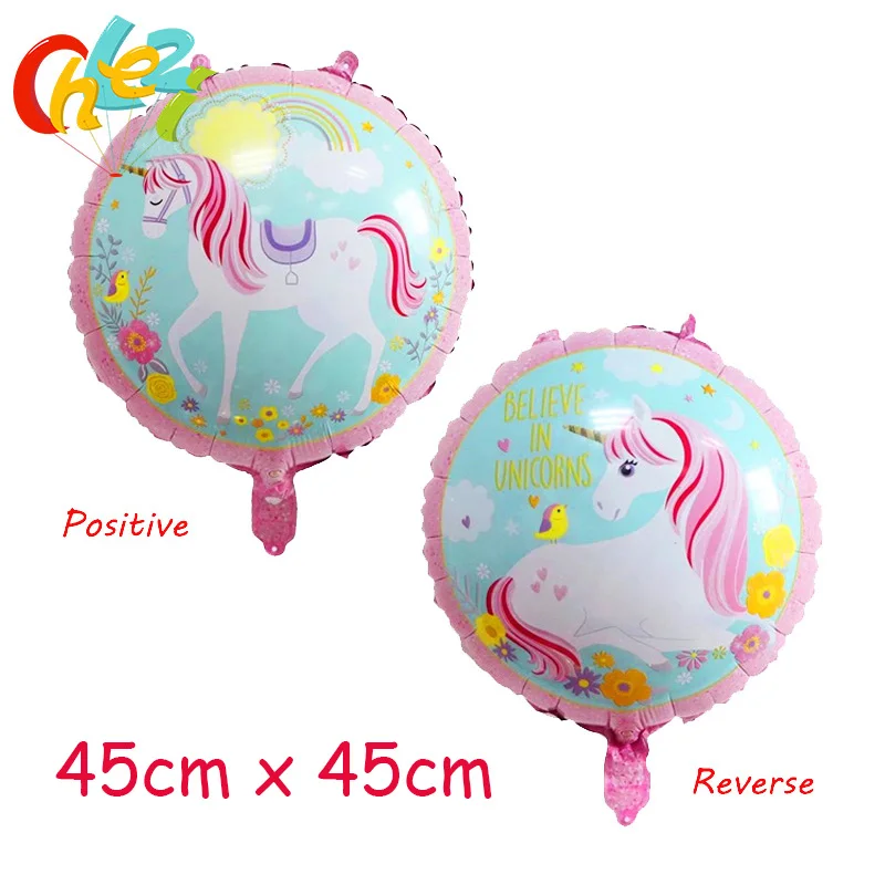 Round unicorn 1 pcs 5 шт./лот воздушные шары Единорог 18 дюймов звезда круглый шар День Рождения Детские радужные шарики для декора единорог животные вечерние принадлежности - Цвет: Round unicorn 1 pcs