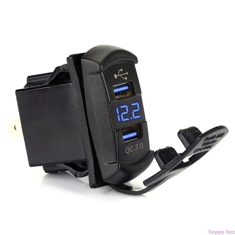 Quick Charge 3,0 двойной USB кулисный переключатель QC 3,0 быстрое зарядное устройство светодиодный вольтметр для лодки автомобиля грузовика мотоцикла смартфона планшета