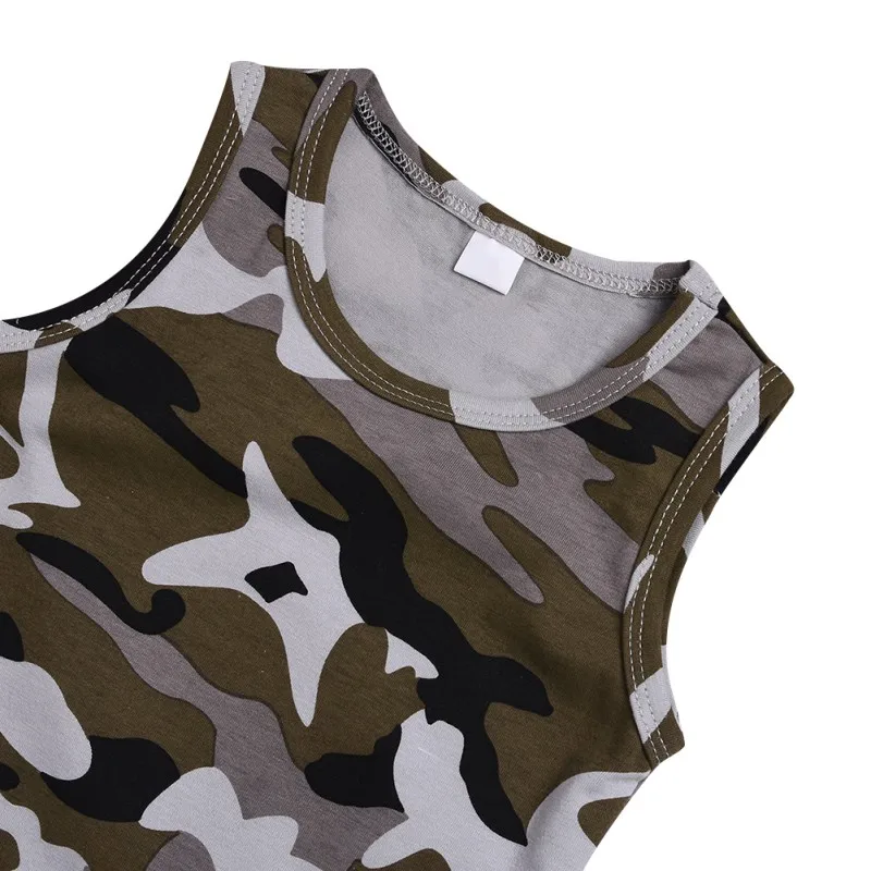 Платье для девочек летнее Повседневное платье маленьких с камуфляжным принтом