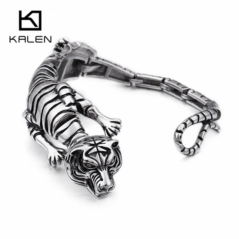 KALEN хип-хоп Тигр Леопард Ящерица браслет-Скорпион для мужчин Высокое качество нержавеющая сталь рок животное, амулет, браслет ювелирные изделия