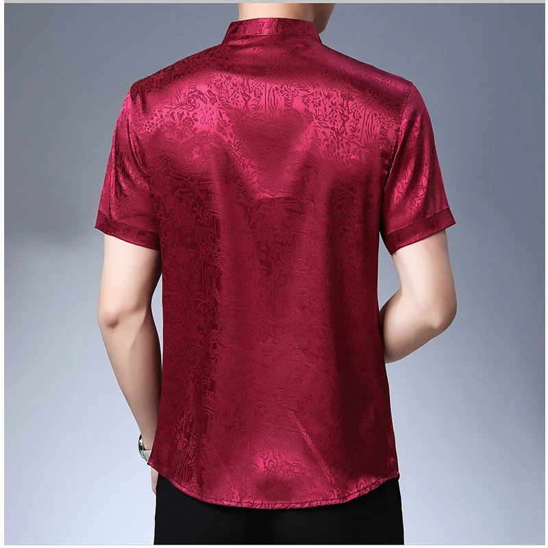 Рубашка MIACAWOR мужская с коротким рукавом винтажная уличная одежда в китайском