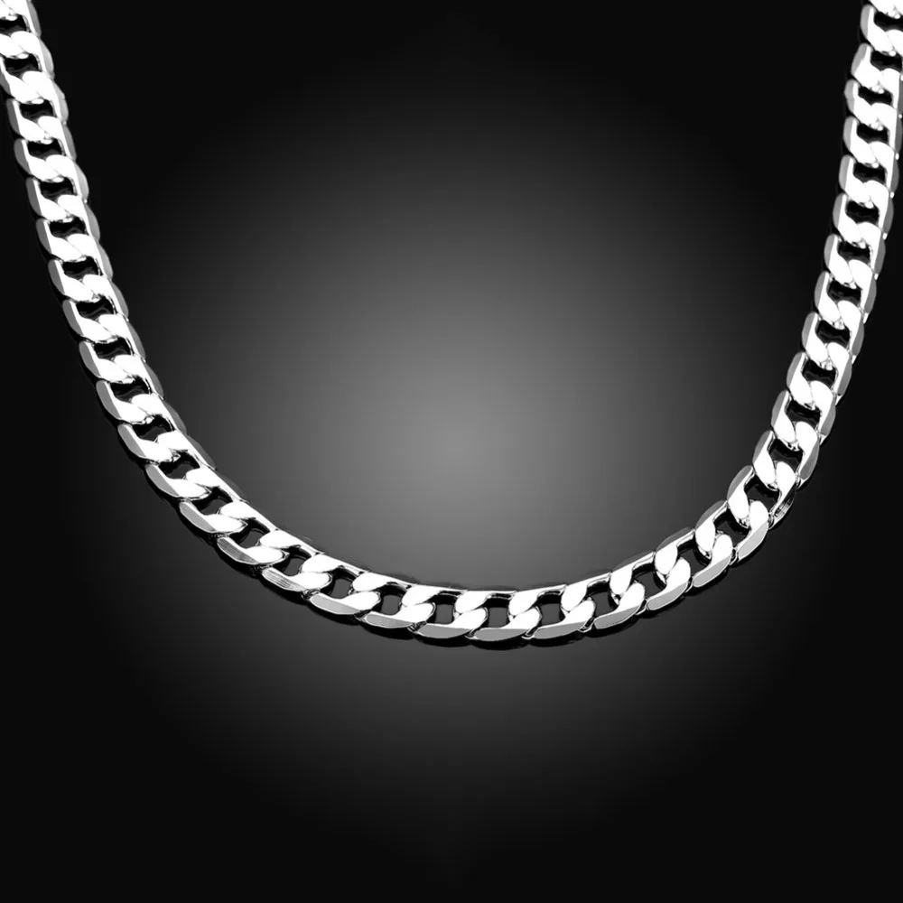 8 MM 20 inch silver colour Chain Men's Chains Necklace 925 Fashion silver-plated necklace Gift Free Shipping | Украшения и