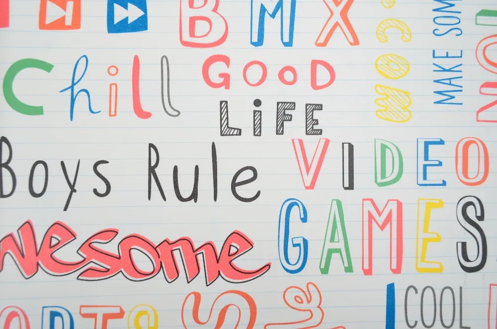 Цветные обои с буквенным принтом для девочек и мальчиков детская комната 30x20