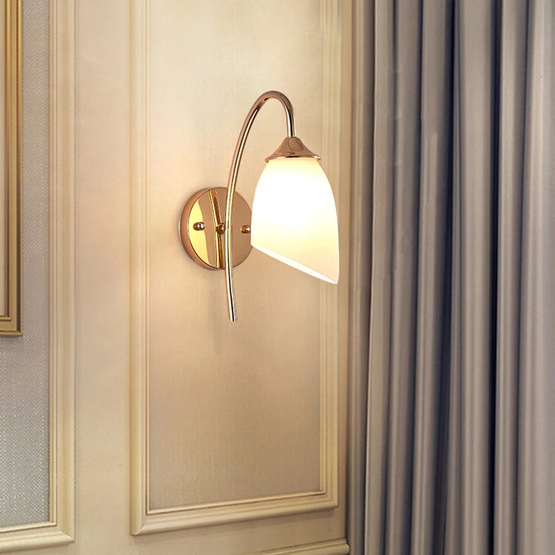 

Nordic Bedside wall light American bedroom wrought iron single head lamp retro hotel wall lamp room corridor porch aisle lamps