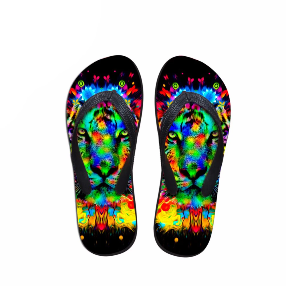 

Customized Trend Summer Men's Flip Flops Colorful Animal Tiger Printing Male Beach Slippers Fashion Non-slip Rubber Sandal Man