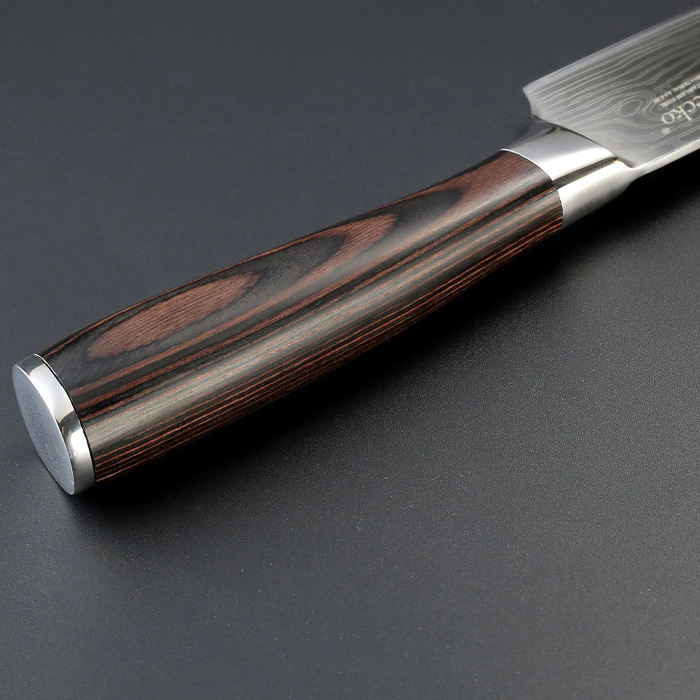 

SUNNECKO 8" Chef Knife Stainless Steel Mirror Laser Pattern Kitchen Knives Wood Handle Sharp Imitation Damascus Chef Knife