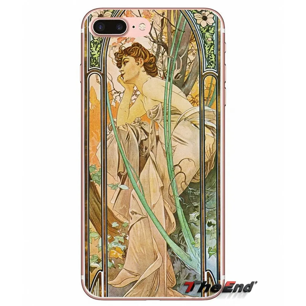 Мягкий чехол ALPHONSE MUCHA для iPhone XS Max XR X 4 4S 5 5S 5C SE 6 6S 7 8 Plus Samsung Galaxy J1 J3 J5 J7 A3 A5 | Мобильные