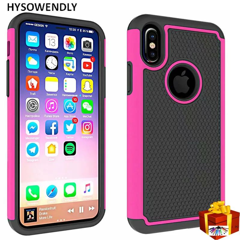 HYSOWENDLY чехол s для iPhone X Броня прочный жесткий PC + Мягкий силиконовый 7 Plus 8 8Plus