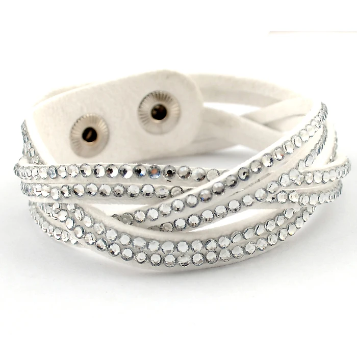 Новые модные ювелирные изделия Хрустальные кожаные браслеты-шармы для женщин