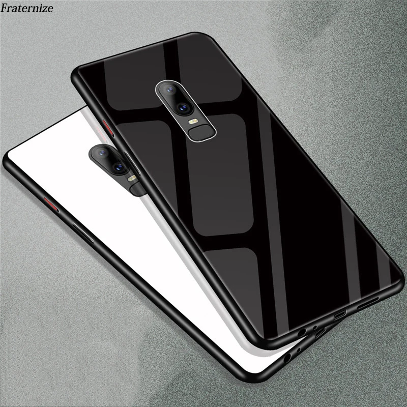 Чехол для Oneplus 6 закаленное стекло жесткая задняя крышка мраморный мультяшный Кот