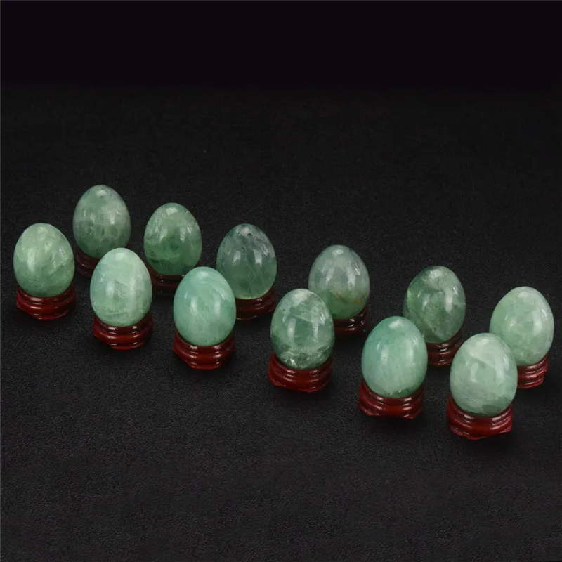 Нефритовое яйцо с подставкой 1 шт. натуральное зеленое флюоритовое для домашнего