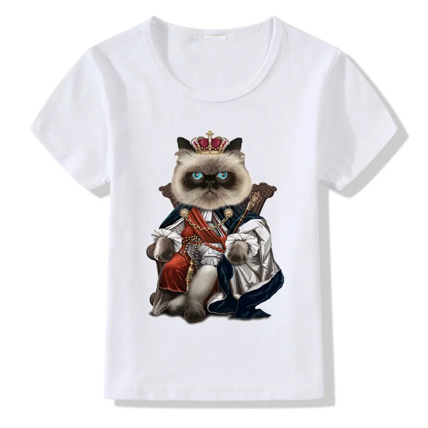 Детская летняя футболка Забавный мультяшный Кот футболки с короткими рукавами
