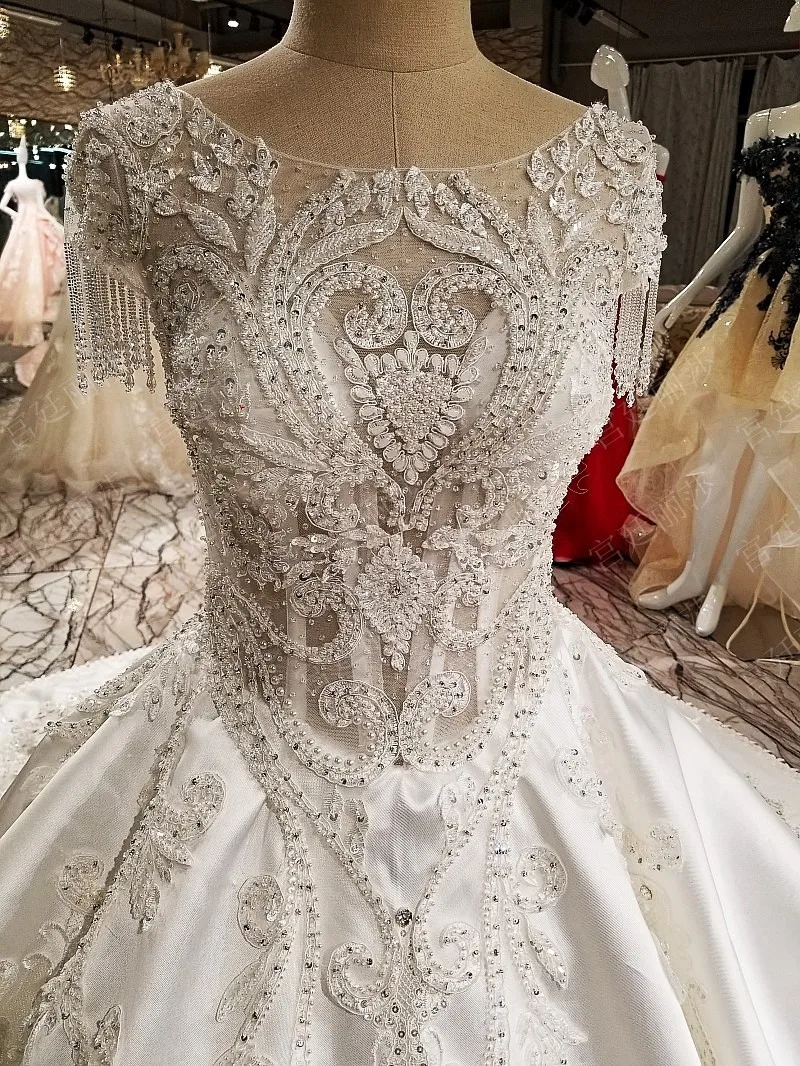 Vestido De Noiva белое высококачественное Модное бальное платье свадебное платье с жемчугом расшитое блестками Роскошная принцесса свадебное платье