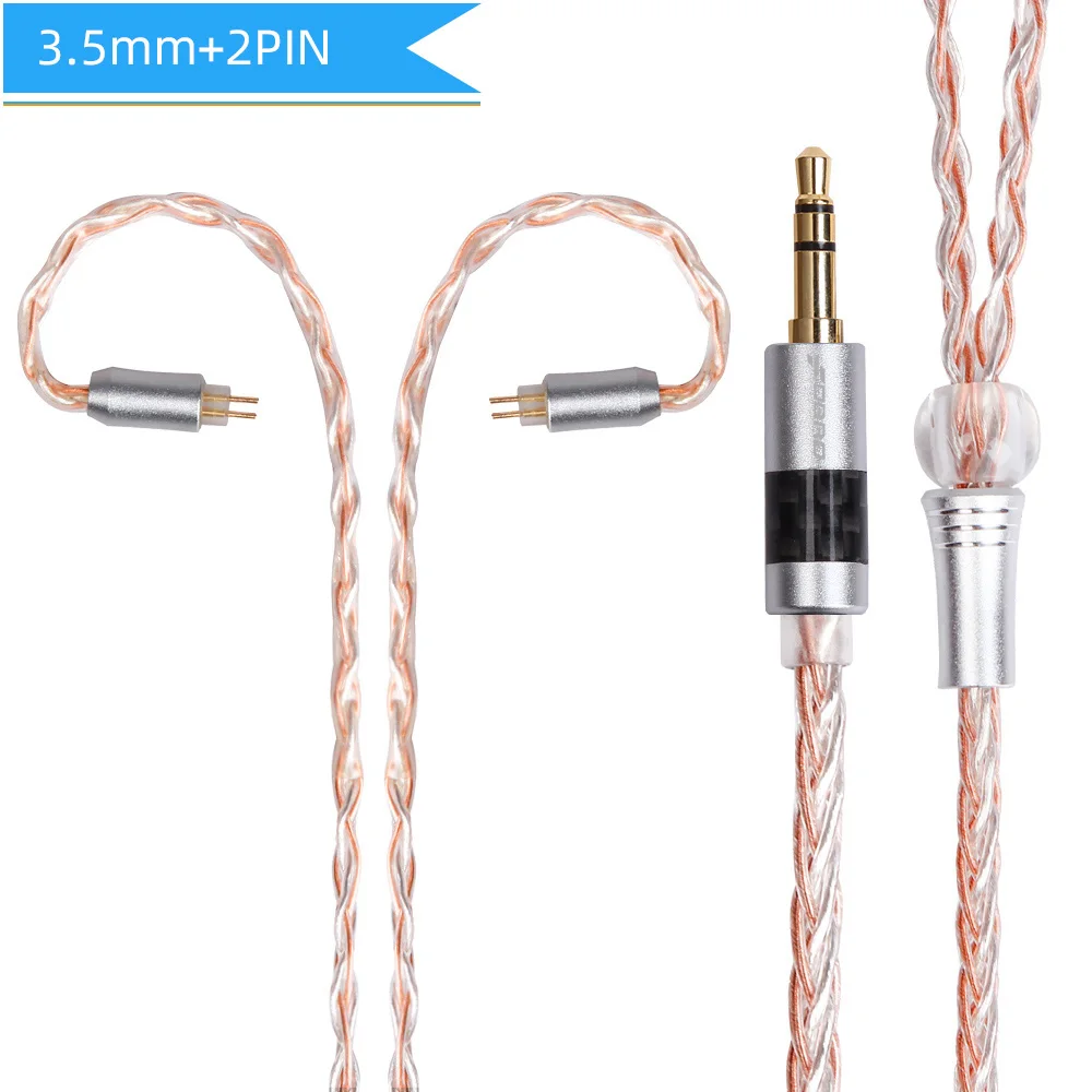 Copper silver 2pin 3 FDBRO MMCX 2Pin A2DC IE80 IM 8core с серебряным покрытием кабель наушников 2,5/3,5/4,4 мм наушники с уравновешенным якорем кабель для SE846 SE535 H2 - Цвет: Copper silver 2pin 3
