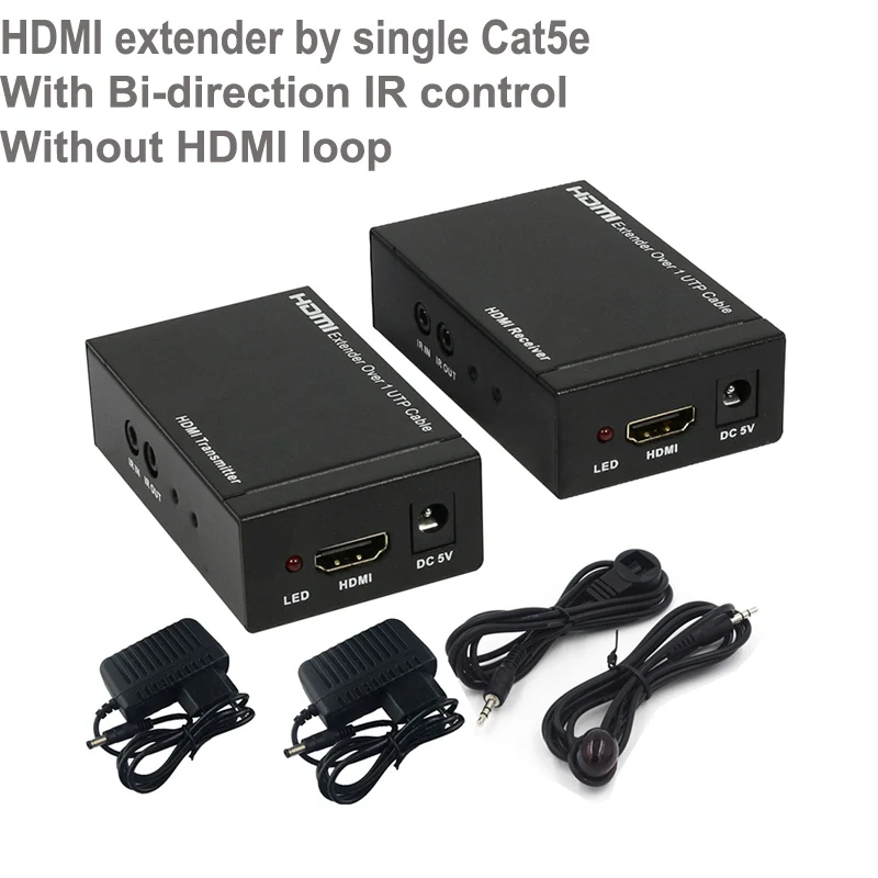 Hdmatters HDMI удлинитель по cat5e/6 кабель до 60 м для PS4 HDTV DVD передатчик HDMI и ресивер - Цвет: By 1 cat5e with IR