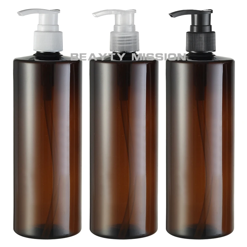 

BEAUTY MISSION 12 pcs/lot,500ML Brown PET Lotion Pump Bottle,Plastic Cosmetic Container,Empty Shampoo Sub-bottling