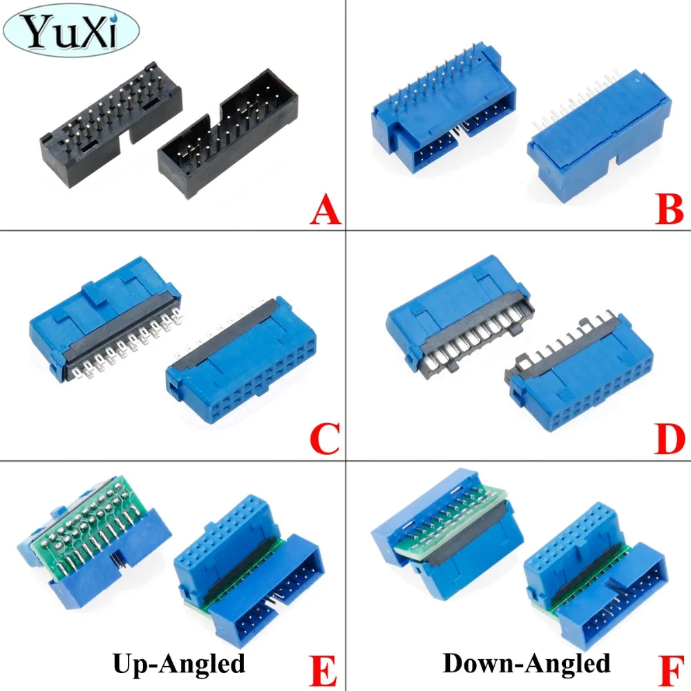 YuXi 2 шт./лот USB 3 0 20pin 19pin разъем 90/180 градусов материнская плата chassisplugged пластина IDC 20