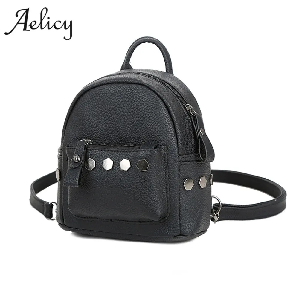 Aelicy новинка модный мини рюкзак с заклепками женский женские школьные сумки для