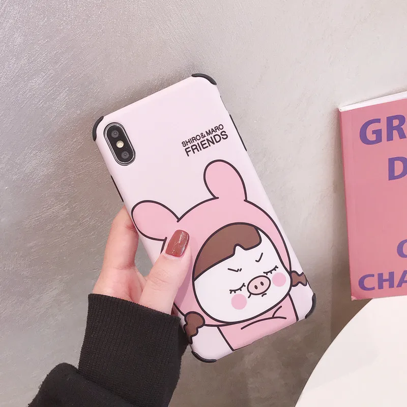 Милый мультяшный поросенок девушка чехол для iPhone X XS XR 6 S 7 8 Plus MAX чехлы Модные
