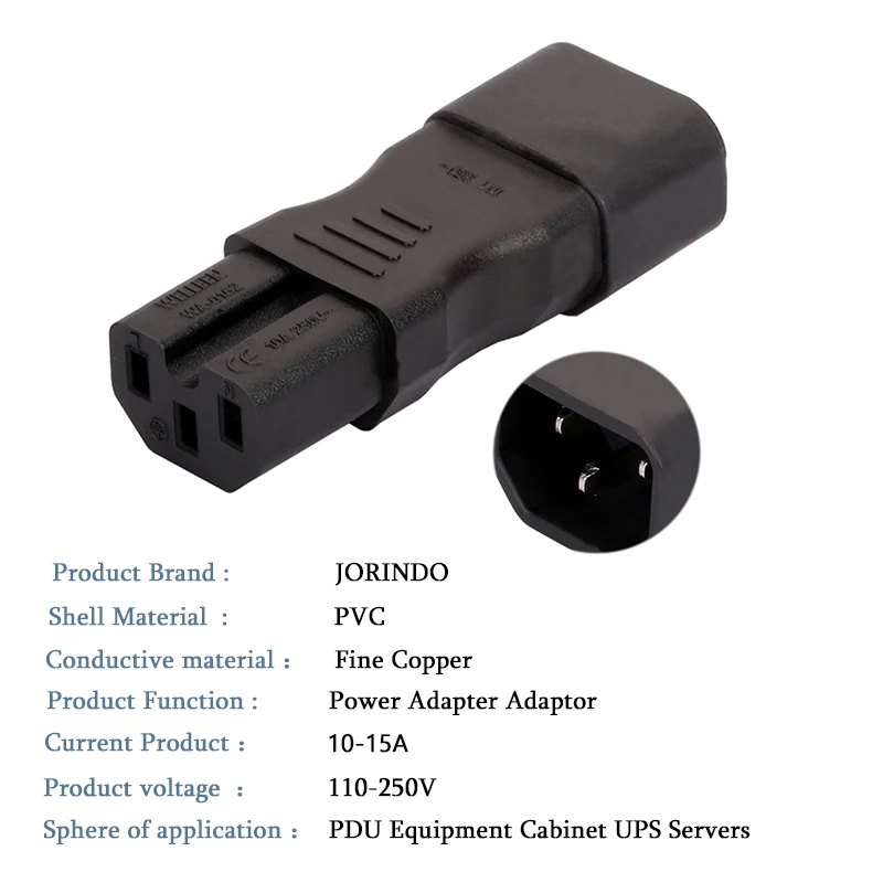 IEC320 C14 на C15 розетка источника питания переменного тока штепсельная адаптер