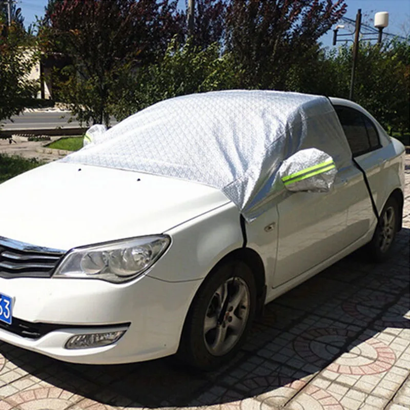 Universal Aluminum Waterproof Seamless Sunshade Anti UV Dust Rain Snow Windshiled Half Car Cover For Auto Saloon Hatchback SUV | Автомобили