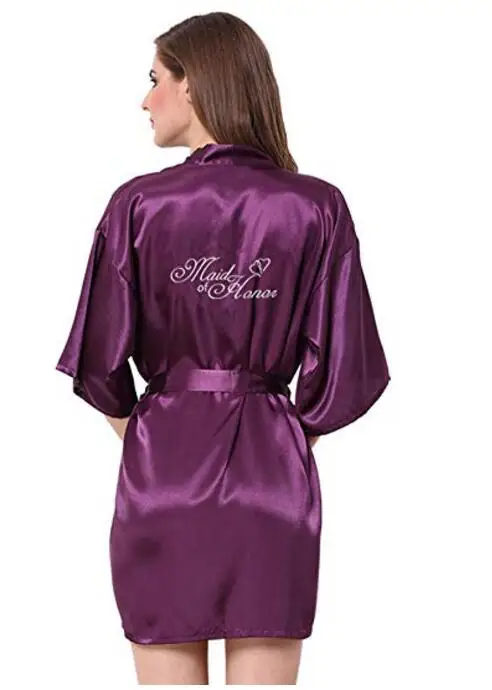 purple Maid of Honor Фрейлины невесты халаты персонализированные соответствия халаты для матери невесты подарок Роб - Цвет: purple Maid of Honor