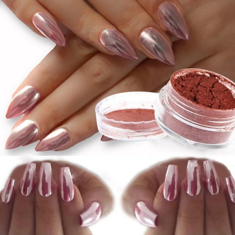 Розовое золото хромированный пигмент лак для ногтей зеркальный порошок