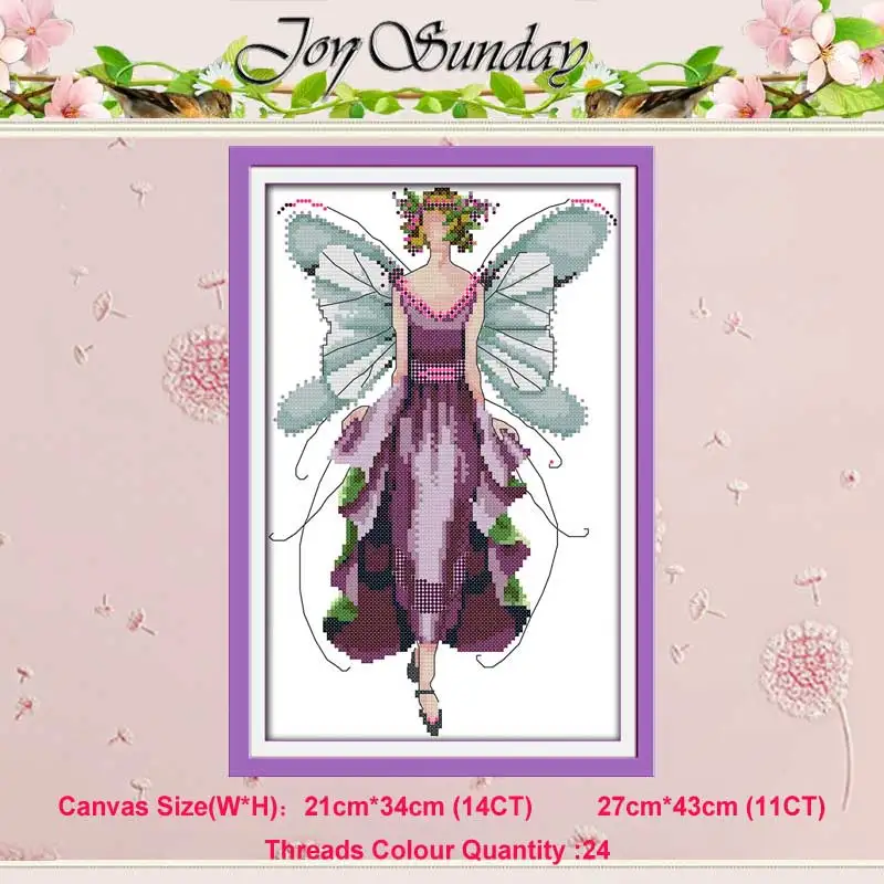 Violet fairy Бабочка Фея цветок фея Счетный 11CT 14CT Набор для вышивания крестиком DIY DMC Китайский Набор для вышивания крестиком вышивка рукоделие домашний декор - Цвет: Violet fairy