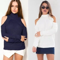 turtleneck off shoulder knitted slim sweater women autumn fashion tricot pullover jumpers pull femme oversized capes a0933