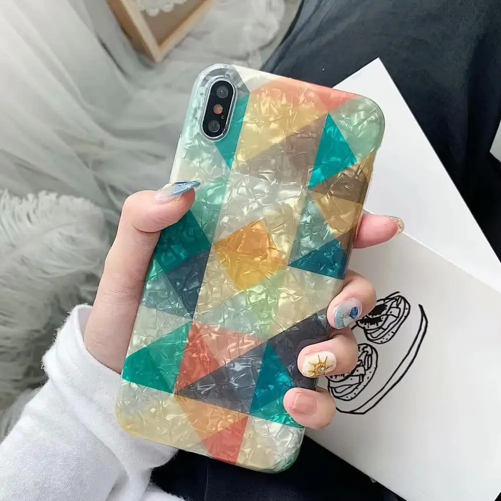 ELALA Glossy Marble Case For iphone X Simple Pattern Glitter diamond Silicone Cover iPhone 7 8 6 Plus XR XS Max | Мобильные телефоны