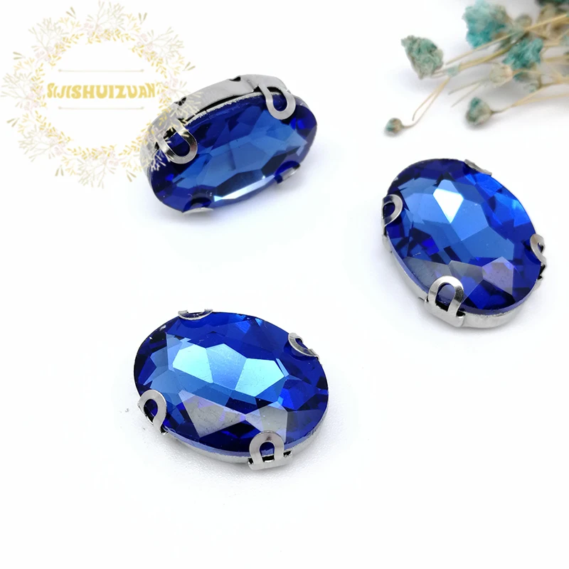 Новинка! Светлый сапфировый хрустальный стеклянный пришивной Овальный Стразы с