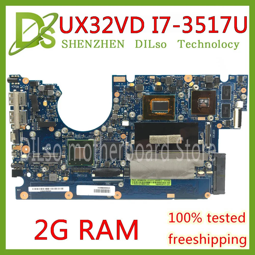 

KEFU UX32VD материнская плата для ASUS UX32V UX32VD UX32A материнская плата для ноутбука I7-3517U CPU GT620M 2 Гб RAM оригинальная тестовая материнская плата