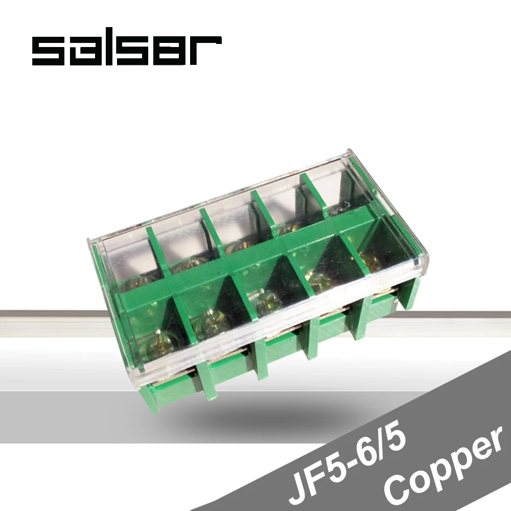 (2PCS) JF5-6/5 Copper Terminal blocks 40A/5P 660V Universal DIN Rail Mounted Wire Dual Row connector 2.5-6mm2