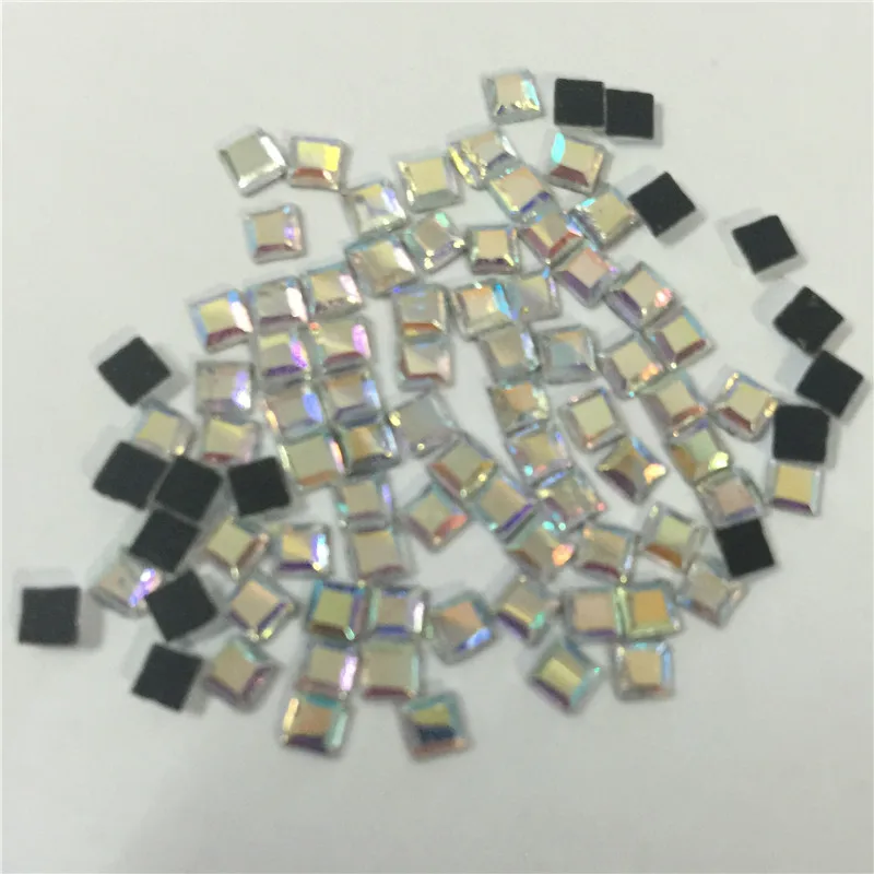 100 шт Кристалл AB 3*3 мм квадратная форма горячей фиксации FlatBack strass прозрачные