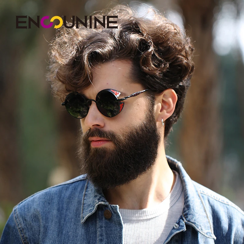 ENSUNINE брендовые круглые поляризационные солнцезащитные очки в стиле стимпанк